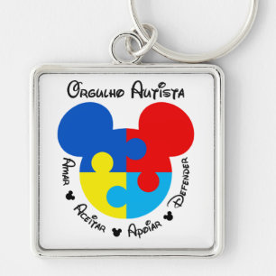 Chaveiro Orgulho Autista Mickey Puzzle