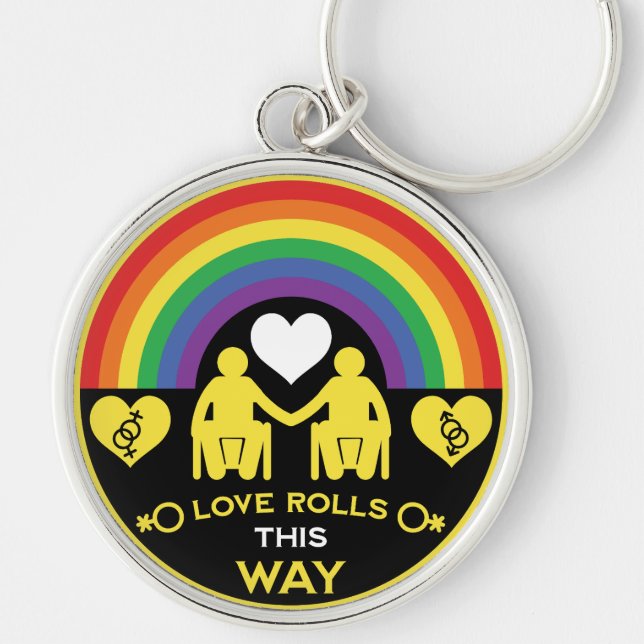 Chaveiro Orgulho de incapacidade da cadeira de rodas LGBTQ (Frente)