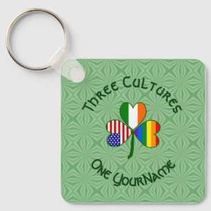 Chaveiro orgulho gay Irish American Flags Shamrock Seu Nome