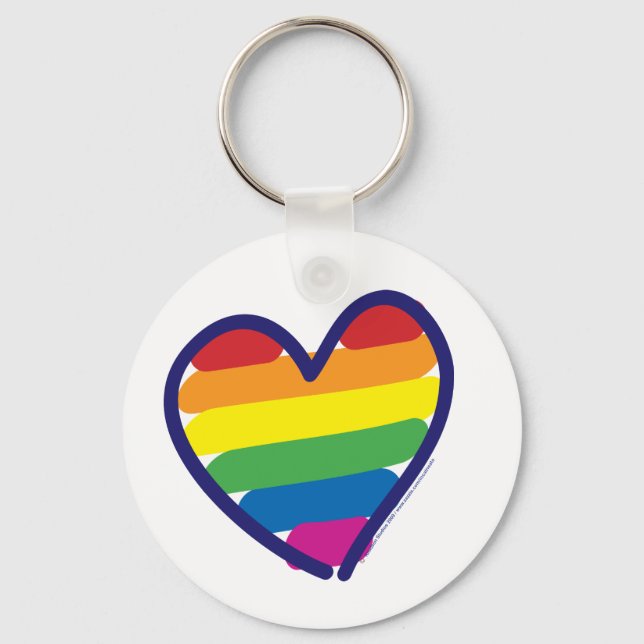 Chaveiro Orgulho gay Rainbow Flag Heart (Frente)