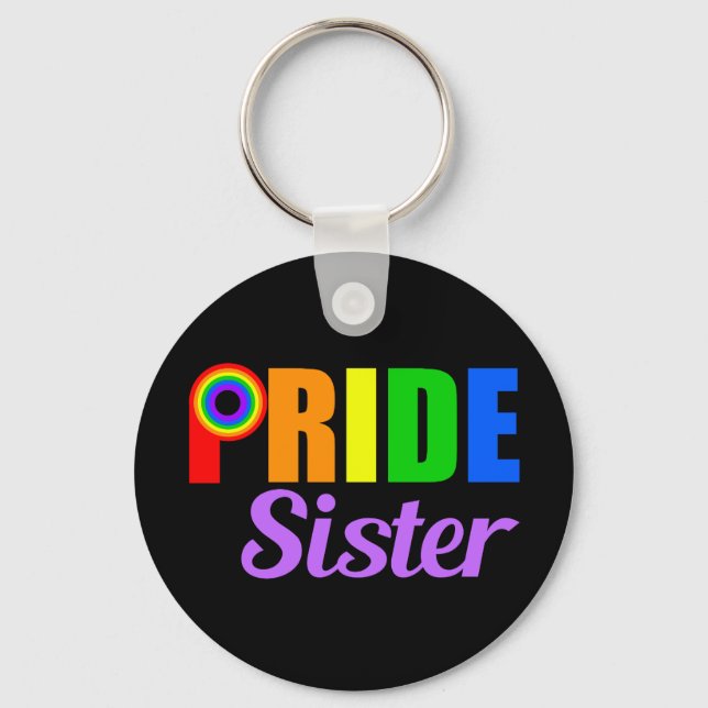 Chaveiro Orgulho gay Sister Rainbow Lettering LGBTQ (Frente)