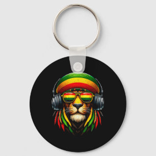 Chaveiro Orgulho jamaicano Rasta Reggae Lion com Cabeça de