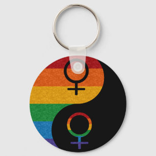 Chaveiro Orgulho lésbica Yin e Yang