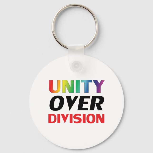 Chaveiro Orgulho "Unity over Division", lgbtq, arco-íris lg (Frente)