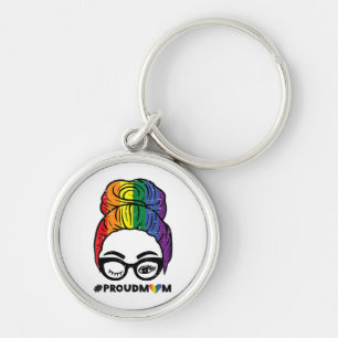 Chaveiro Orgulhosa Mãe Coque de Cabelo Desgrenhado Bandeira