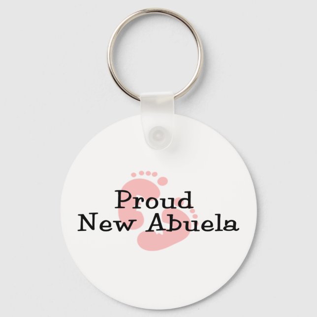 Chaveiro Orgulhosa Nova Menina Bebê Pegadas de Abuela (Frente)