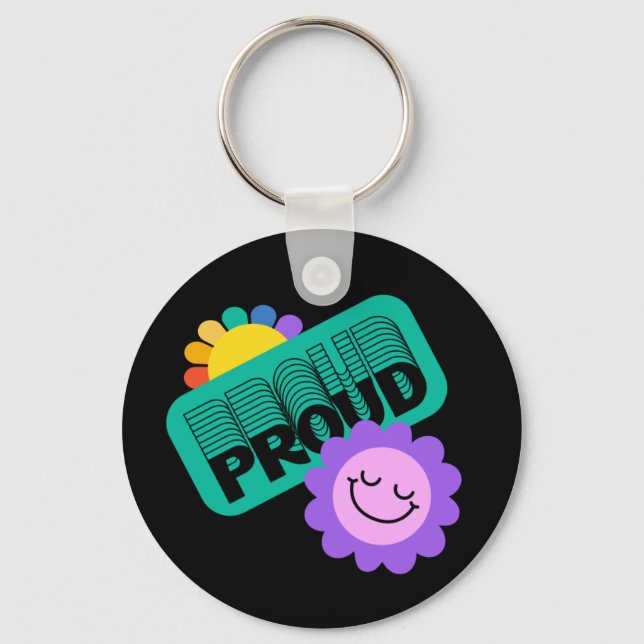 Chaveiro Orgulhoso. LGBT+Orgulho. O arco-íris amava girasso (Frente)