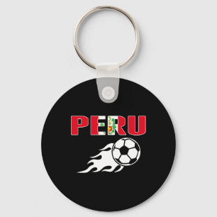 Chaveiro Orgulhosos Fãs de Futebol do Peru Camisa Bandeira 