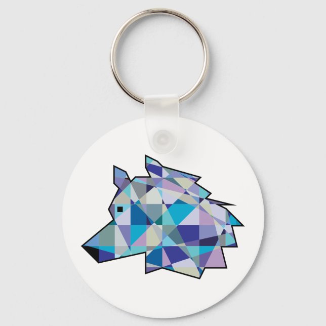 Chaveiro Original Wolf Head graphic art | Profile Wolf face (Frente)