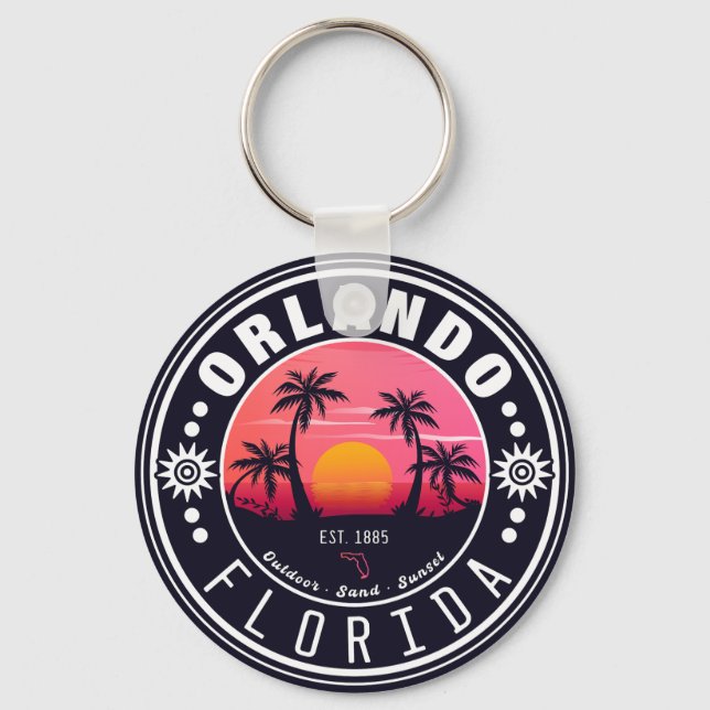 Chaveiro Orlando Florida Tropical Retro Sunset Souvenir 60 (Frente)