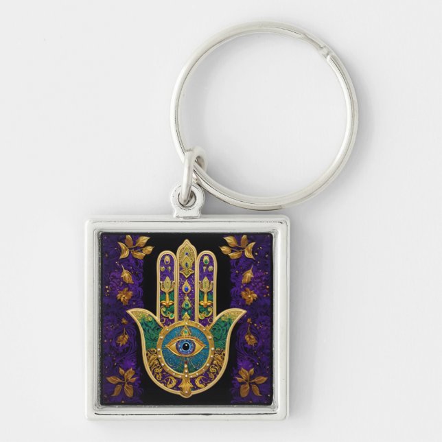 Chaveiro Ornamentado Dourado Terceiro Olho Hamsa (Frente)