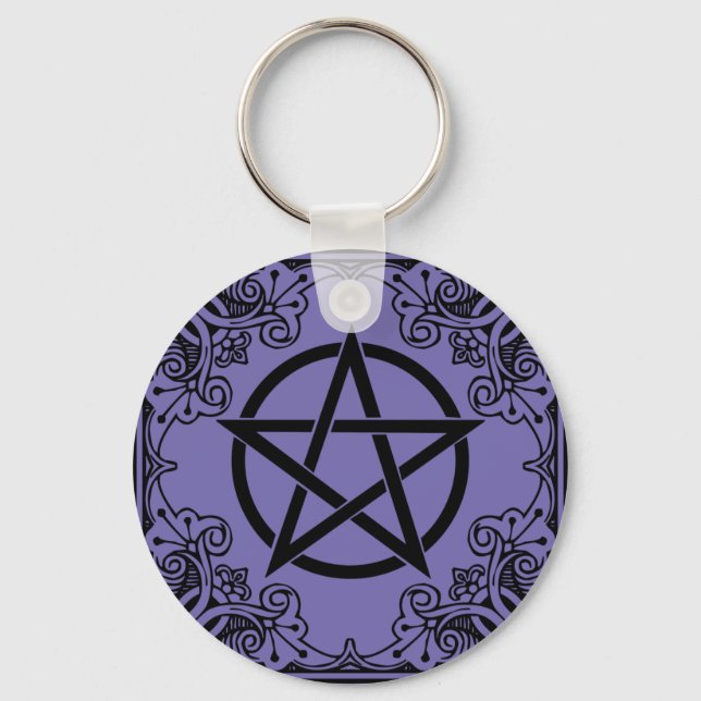 Chaveiro Ornamentado Púrpura - Estrela Wicca (Frente)