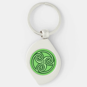 Chaveiro Ornamento Céltico Triskele, Limão e Verde Escuro