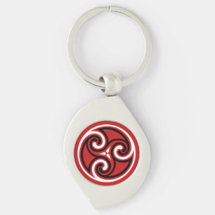 Chaveiro Ornamento Céltico Triskele, Vermelho, Preto e Bran