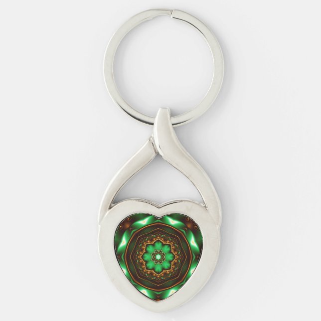 Chaveiro Ornamento do fractal verde (Frente)