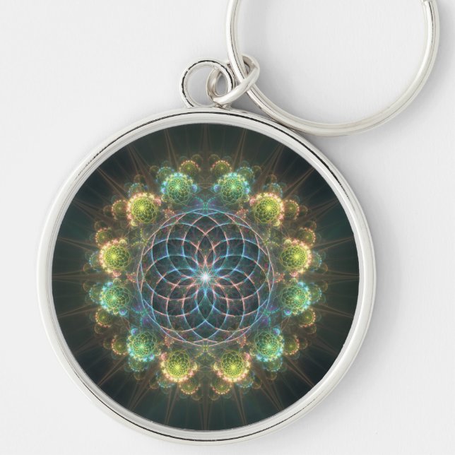 Chaveiro Ornamento fractal floral (Frente)