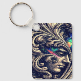 Chaveiro Ornate Abstract Face with Flowing Baroque Keychain