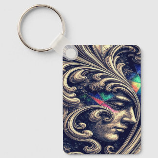 Chaveiro Ornate Abstract Face with Flowing Baroque Keychain