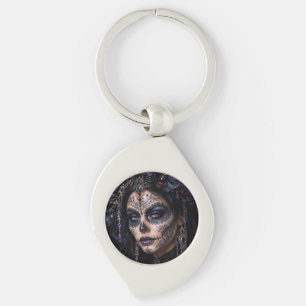 Chaveiro Orquídea Âmbar Calavera – Caveira Açucarada Gótica