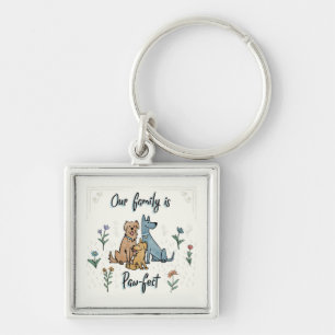 Chaveiro Os cães no jardim IV   nossa família são Pata-f