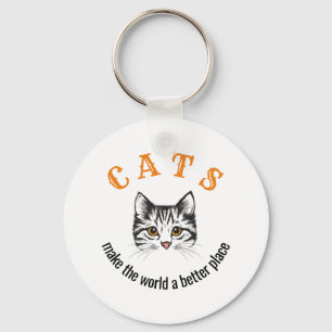 Chaveiro Os gatos personalizáveis fazem do mundo um lugar