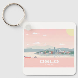 Chaveiro Oslo Noruega Fjord Pastel Viagem