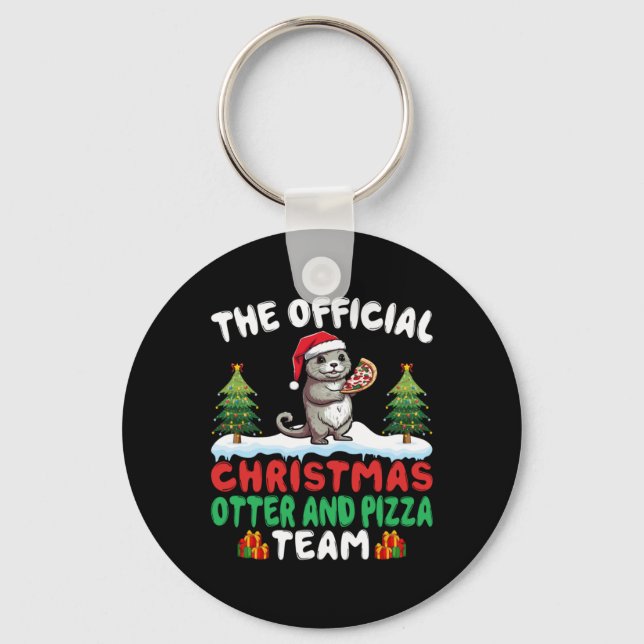 Chaveiro Otter Eating Zza Santa Hat Xmas Light Christmas  (Frente)