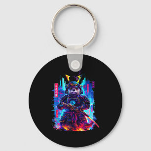 Chaveiro Otter Katana Arte Japonês Samurai Neon Ciberpunk 