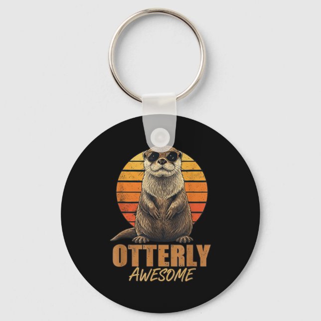 Chaveiro Otterly Awesome Retro Sunset Sea Otter Lover Graph (Frente)