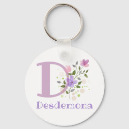 Chaveiro ou Fob de Chave em um Design Floral com N