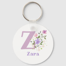 Chaveiro ou Fob de Chave em um Design Floral com N