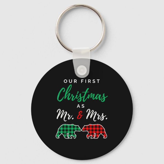 Chaveiro Our First Christmas As Mr. And Mrs. Buffalo Plaid  (Frente)