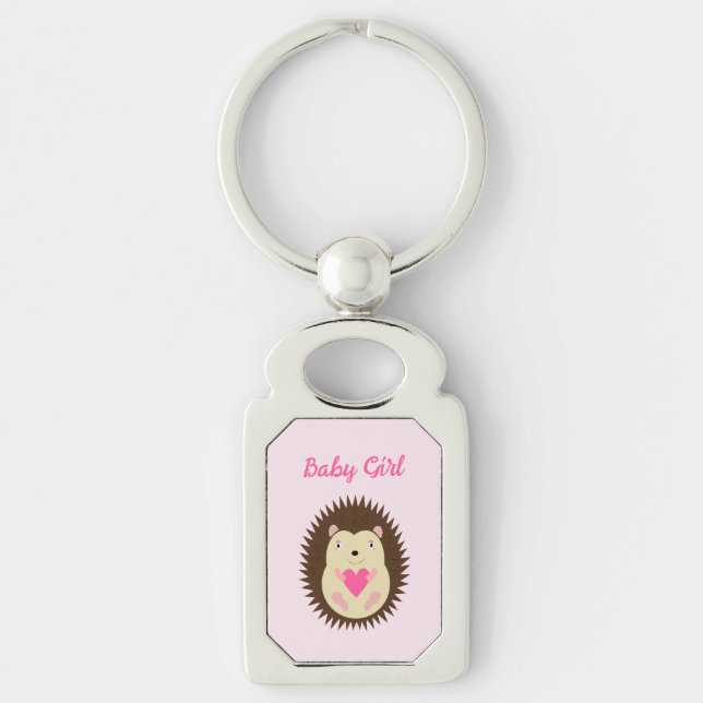 Chaveiro ouriço menina bebê rosa personalizado (Frente)