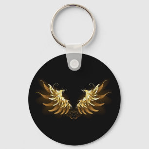 Chaveiro Ouro Angel Wings sobre fundo preto