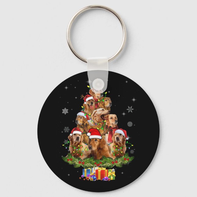 Chaveiro Ouro da Árvore Santa Hat da Luz de Natal (Frente)