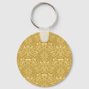 Chaveiro Ouro Damasco - Padrão Floral Barroco