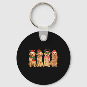 Chaveiro Ouro de Cães Engraçados Retriever Luzes de Natal