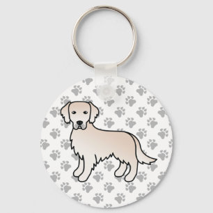 Chaveiro Ouro de Creme Inglês - Retriever Cartoon Dog & Paw