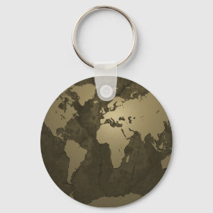 Chaveiro Ouro do mapa do mundo