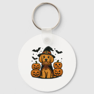 Chaveiro Ouro Doodle Halloween Bruxy Pumpkins Bats Spooky