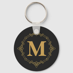 Chaveiro Ouro Elegante Decorado Monograma RF