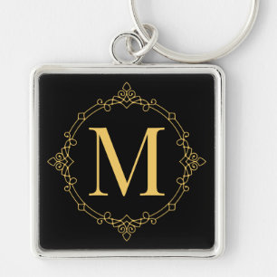 Chaveiro Ouro Elegante Decorado Monograma RF