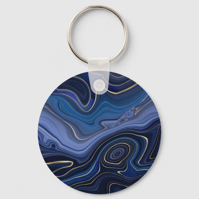 Chaveiro Ouro Malachita Azul Acenta Gemstone De Lúxo (Frente)
