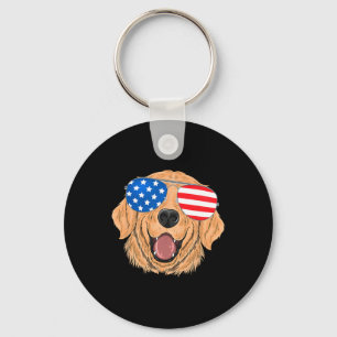 Chaveiro Ouro Patriótico Retriever Cão 4 De Julho Presente