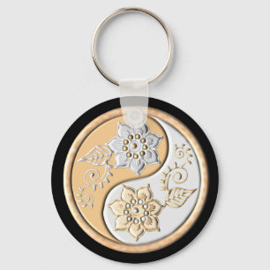 Chaveiro Ouro & Prata Yin Yang 