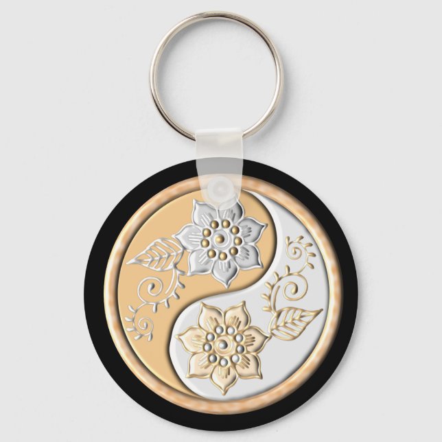 Chaveiro Ouro & Prata Yin Yang  (Frente)