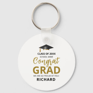 Chaveiro Ouro & Preto Presente Personalizado de Formatura