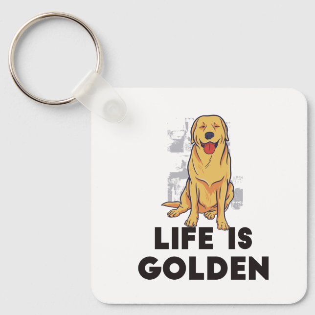 Chaveiro Ouro Retriever Dog - A Vida É Ouro (Frente)