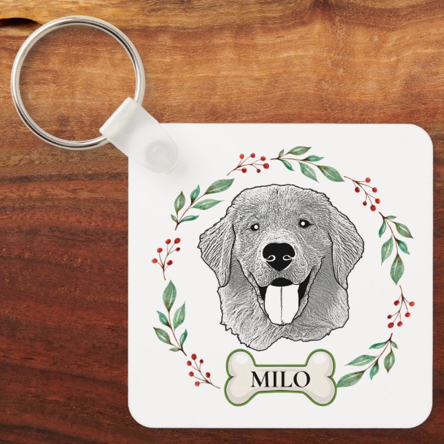 Chaveiro Ouro Retriever Dog Personalizado (Frente)
