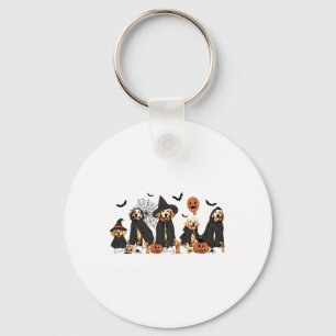 Chaveiro Ouro Retriever Dogs Amam o Halloween da Bruxa Fant